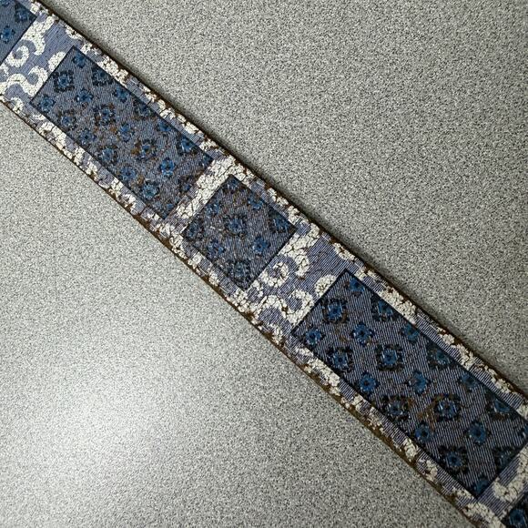 Robert Graham Reversible Leather Belt Mens Blue Art Brown Silver Buckle 41-45in - Picture 5 of 11